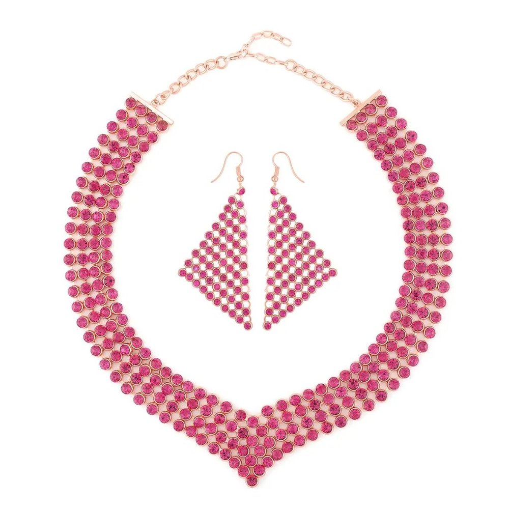 Nib Fuchsia Color Austrian Crystal Earrings And P… - image 1